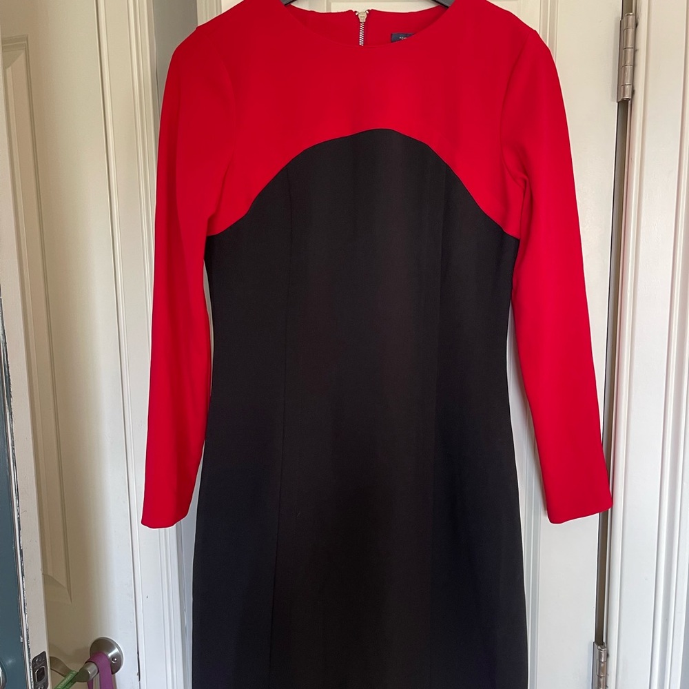 Tommy Hilfiger Red and Black Long Sleeve Dress